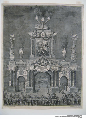Ehrenpforte der Stadt Freiburg, erbaut anlässlich des Besuchs der Erzherzogin Marie Antoinette im Jahr 1770. Foto: Augustinermuseum Freiburg Ehrenpforte der Stadt Freiburg, erbaut anlässlich des Besuchs der Erzherzogin Marie Antoinette im Jahr 1770. Foto: Augustinermuseum Freiburg