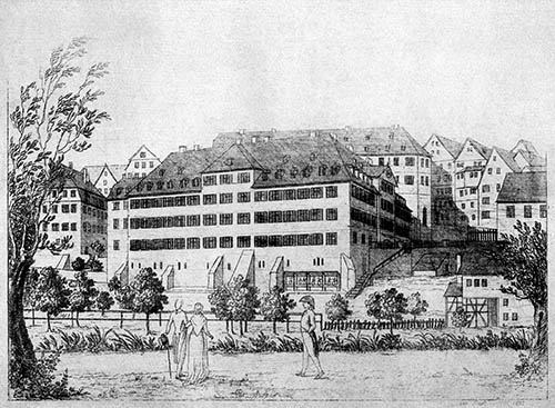 Ansicht des Evangelischen Stifts. Radierung aus dem Jahr 1802. 