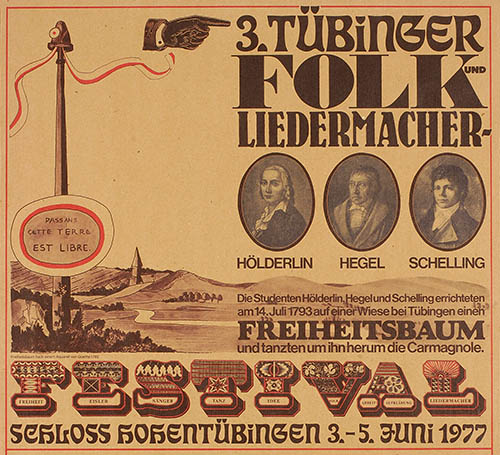 An die Revolutionsbegeisterung im Stift erinnerte das Plakat des Tübinger Club Voltaire im Jahr 1977. Foto: Club Voltaire, Tübingen