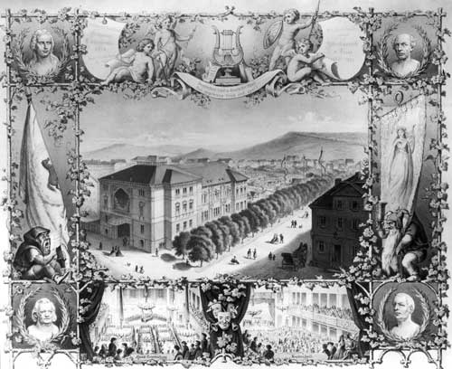 Die 1863/64 erbaute Stuttgarter Liederhalle. Foto: LMZ Baden-Württemberg Die 1863/64 erbaute Stuttgarter Liederhalle. Foto: LMZ Baden-Württemberg