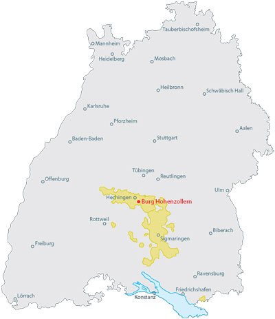 Hohenzollern auf der BW-Karte
