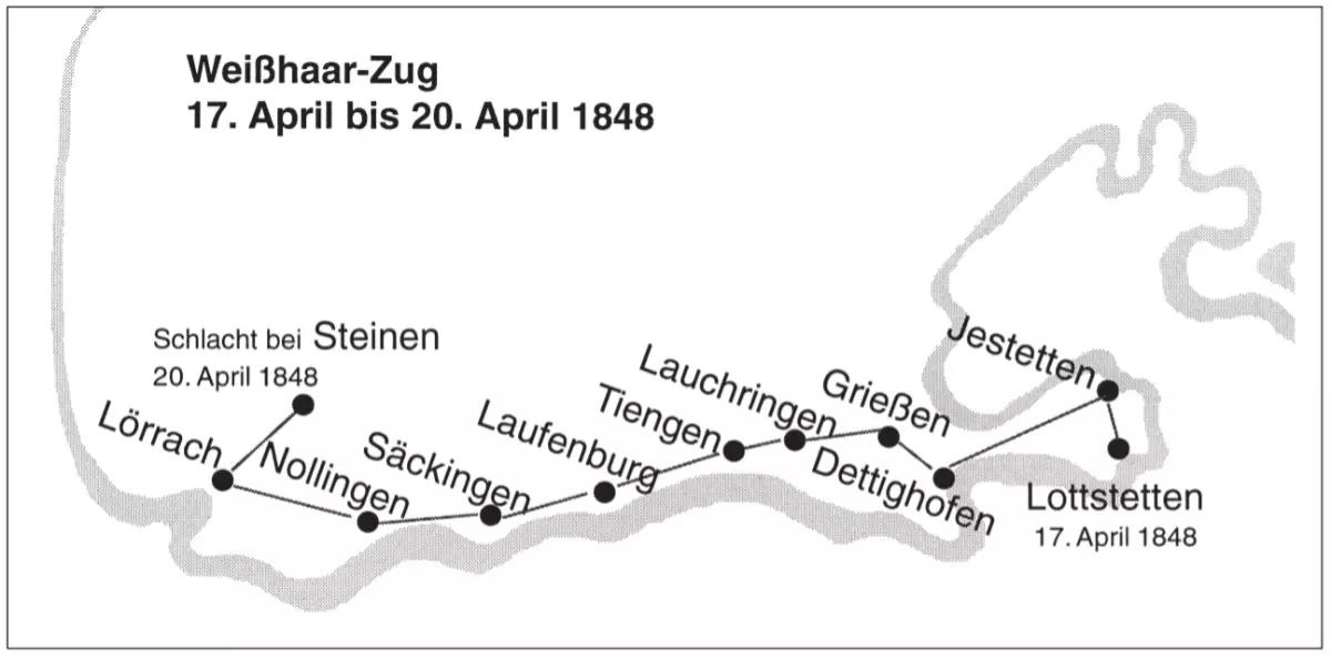 Grafik: Weißhaarzug, aus: Broschüre "Wege der Revolutionäre" (PDF) Grafik: Weißhaarzug, aus: Broschüre "Wege der Revolutionäre" (PDF)