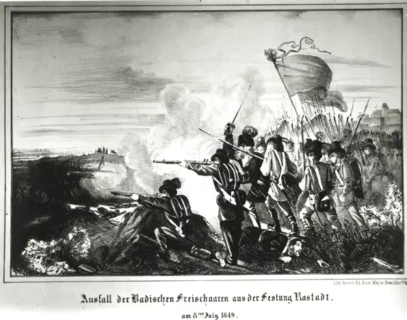 Ausfall der Badischen Freischaren aus der Festung Rastatt am 8. Juli 1849 Foto: LMZ Baden-Württemberg