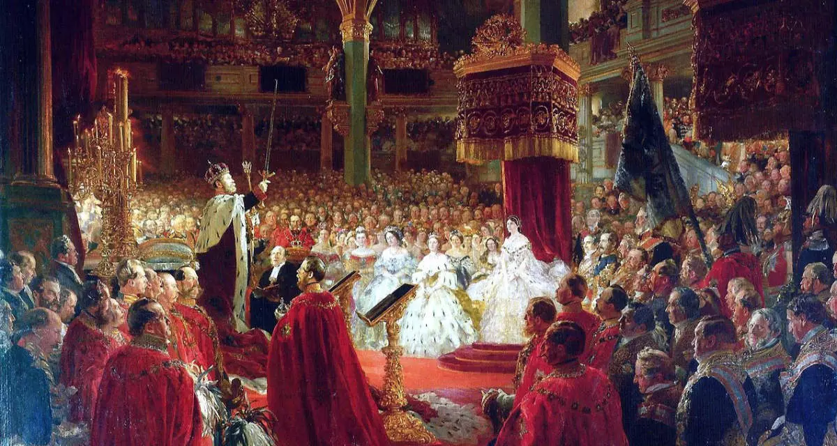 Krönung Wilhelms I. Bild: Wikimedia Gemeinfrei | Gemälde von Adolph Menzel, 1861 Krönung Wilhelms I. zum König in Königsberg