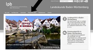Die Startseite: Die Leiste über dem großen Bild zeigt die verschiedenen Bereichen der Internet·seite.
