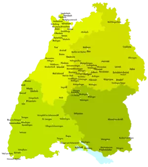 Baden-Württemberg-Karte mit den eingezeichneten Jugendgemeinderäten (Stand: 2025). Baden-Württemberg-Karte mit den eingezeichneten Jugendgemeinderäten (Stand: 2025).