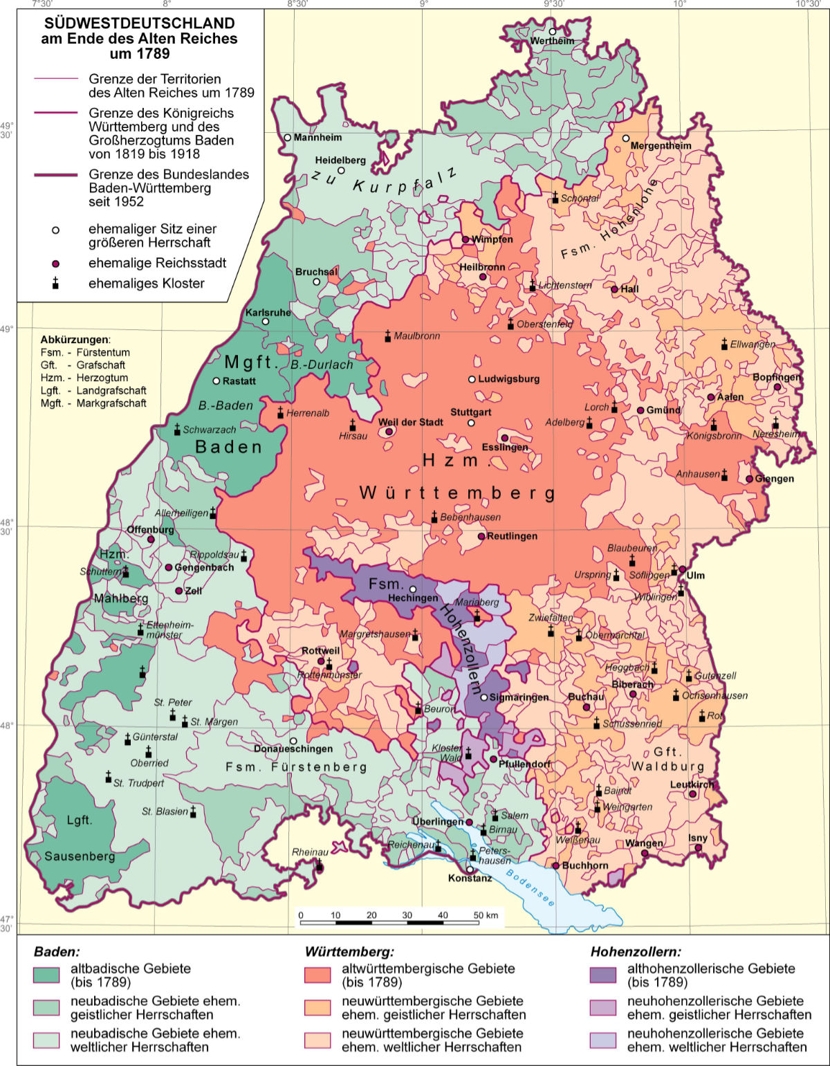 Südwestdeutschland am Ende des Alten Reiches (um 1789)